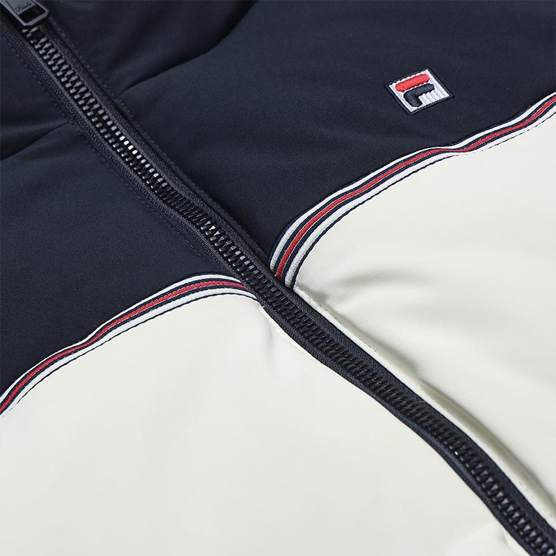 FILA Heritage Minimalist Stylish Versatile Duck Down Lightweight Warm Padded Color Block Splicing Stand Collar Down Vest Women vest F11W548906FIV
