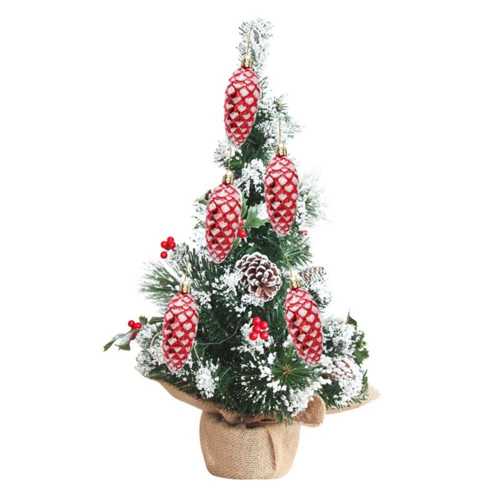 5Pcs Plastic Pine Cone Balls Hanging Pendants Small Christmas Ornament  Theme Party