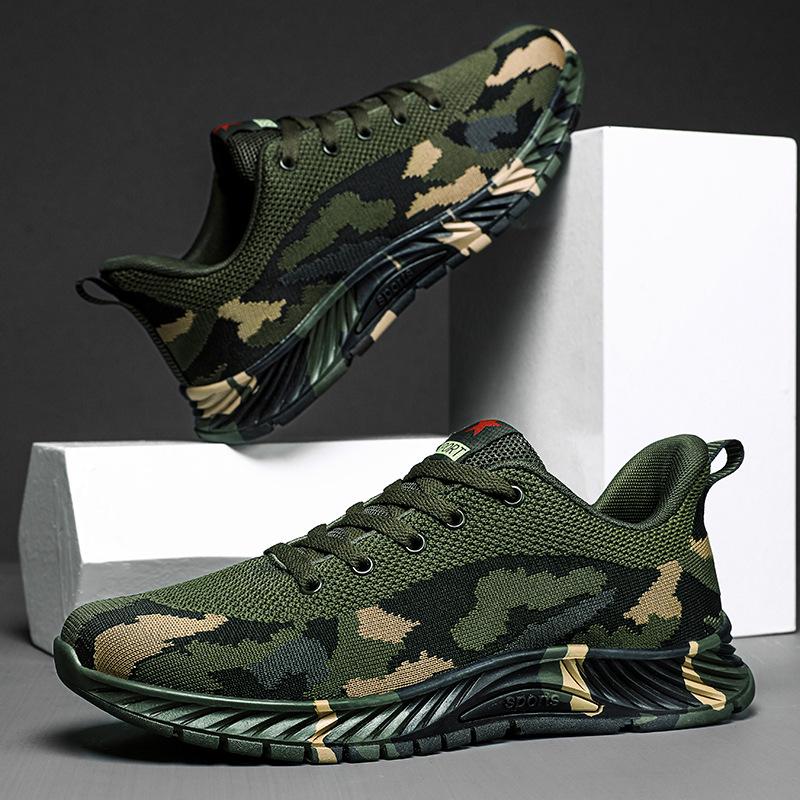 Unisex Breathable Camouflage Shoes - Non-slip, Outdoor Fly-knit Casual Sneakers for Spring & Autumn