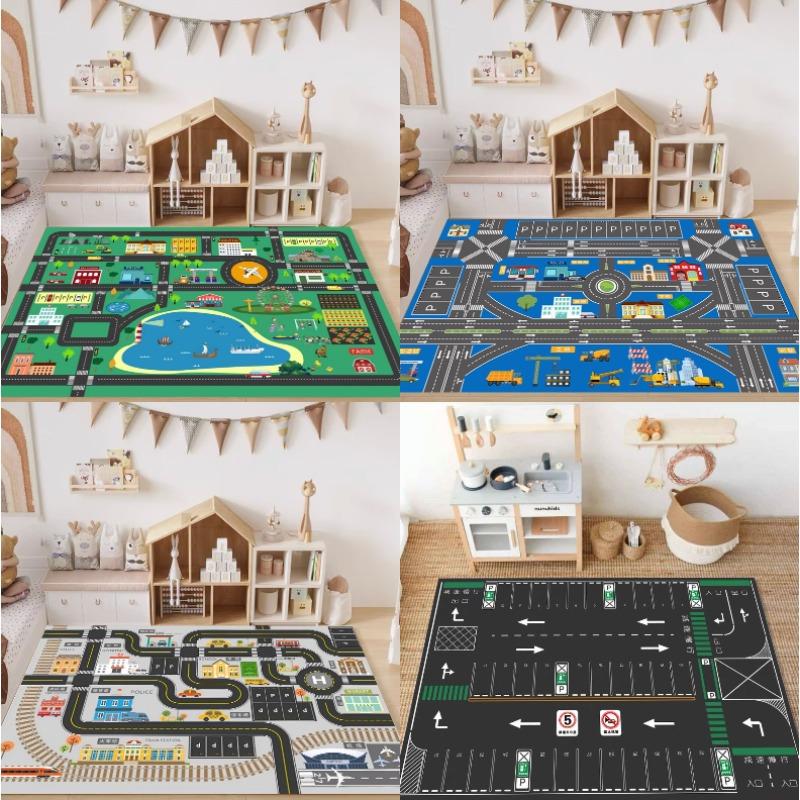 Game Carpet City Road Traffic Parking Lot Printed Floor Mat Children's Tenant Hall Anti Slip Foot Mat Home Decoration
