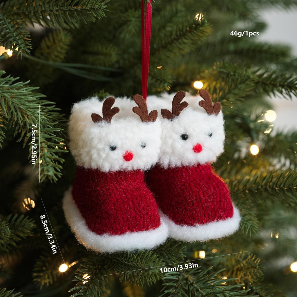 Red Fabric Small Boots Pendant Christmas Ornament Christmas Eve Gift Christmas Tree Car Pendant Decoration