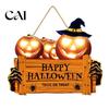 Festive Entryway Fall Display Halloween Door Sign for Porch, Cute Ghost Scarecrow Dwarf Hanging Wall Decorative Seasonal Plaque, Rustic Farmhouse