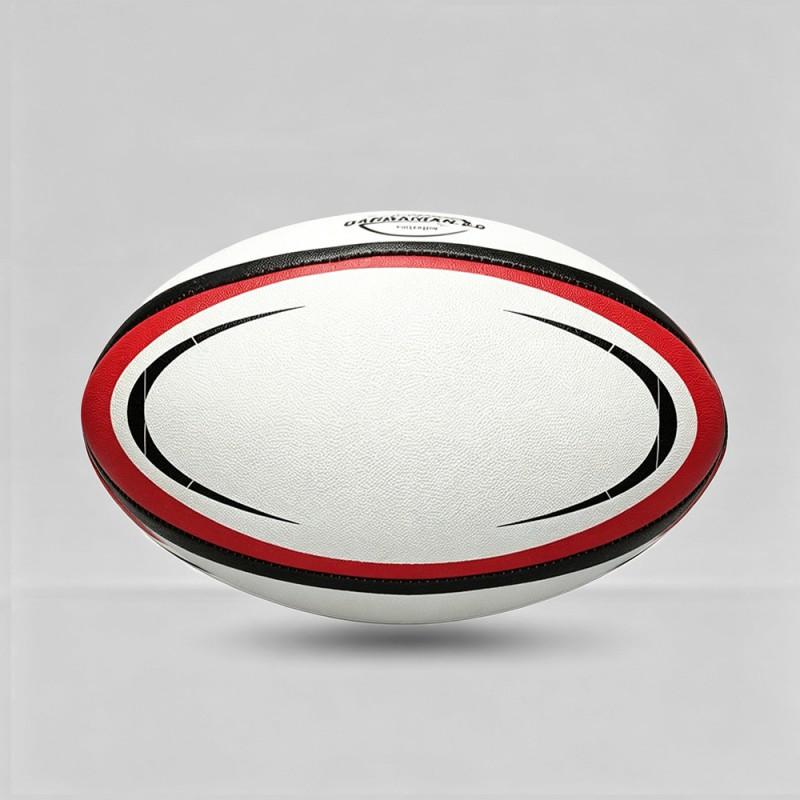 5-inch Rugby Ball Training With Anti-Slip Rubber Granule Surface Machine-Stitched PU Red-White Color