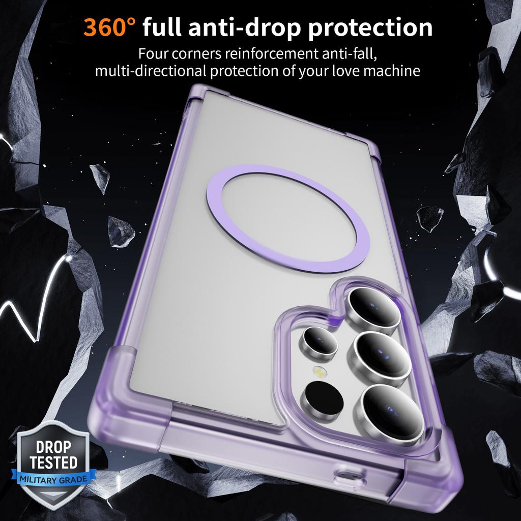 For Samsung Galaxy S25 Ultra Magnetic Case Reinforced Corners TPU + Acrylic Back Cover