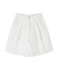 ERER Pintuck Bermuda Denim Shorts White
