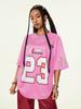 Women's Spring Summer Pink Mesh Short Sleeve T Shirt Casual Oversized Top For Streetwear Fans Daily Wear