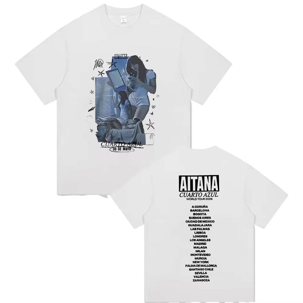 

Singer Aitana Cuarto Azul World Tour 2026 T Shirts Men Women Vintage Fashion Oversized Cotton T-Shirt Hip Hop Fans Clothing Tees XL