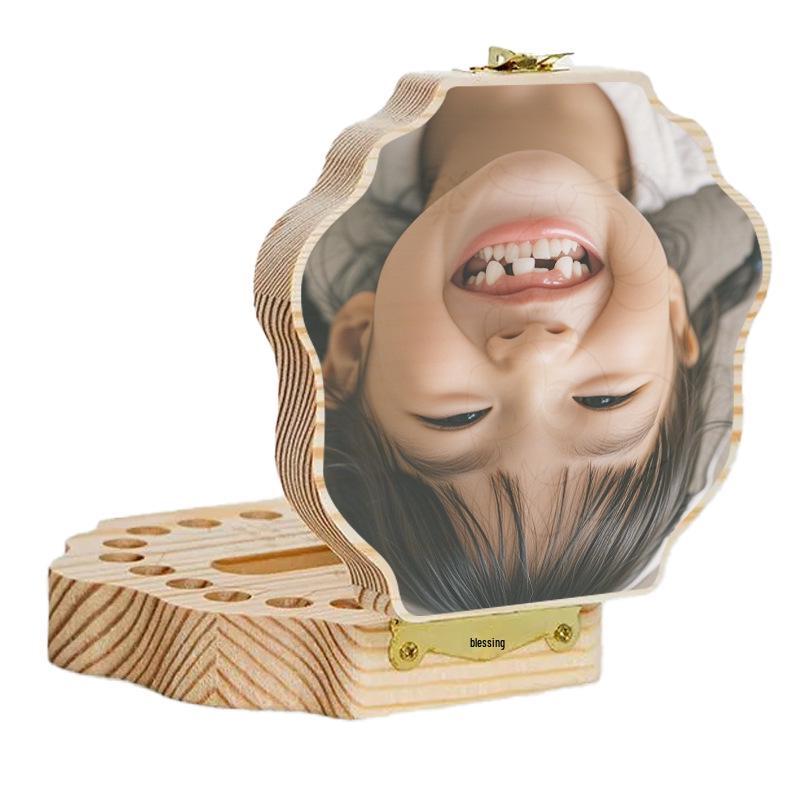 Holz-Erinnerungsbox für Milchzähne und Lanugohaare für Kinder