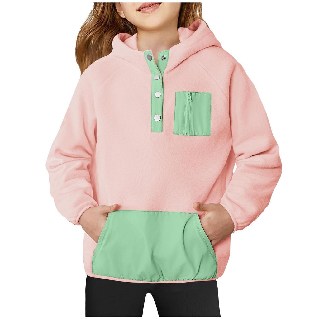 Children's Fashion Long-Sleeved Patchwork Solid Color Casual Sweatshirt Top