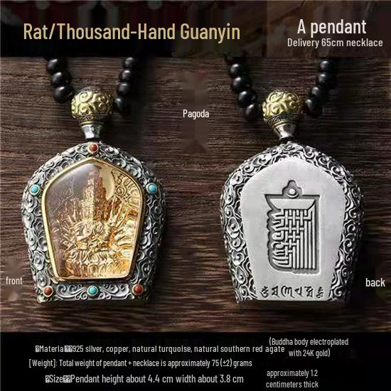 Colier Amuletă Buddha Zodiacal Placat cu Cupru Misty Rain pentru Bărbați și Femei