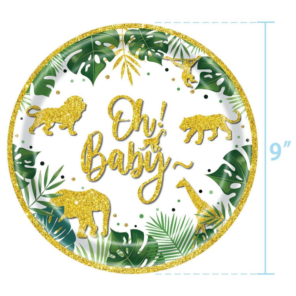 Ohbaby Jungle Animal-themed Paper Plates, Paper Cups, Tablecloths, Decorative Tableware Sets, Theme Decoration Props