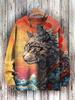 Retro Sunset And Cute Cat Pattern 3D Printed Men's Crewneck Knitted Pullover Winter Unisex Casual Knit Pullover Sweater ZZM44