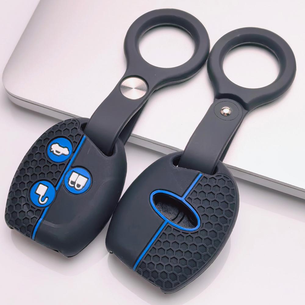 Key Fob Cover for Ford Focus C-Max Mondeo Fiesta MK3 MK4 MK5 MK7 with Keychain Anti-Scratch Surface Shockproof Structure Soft Grip Texture