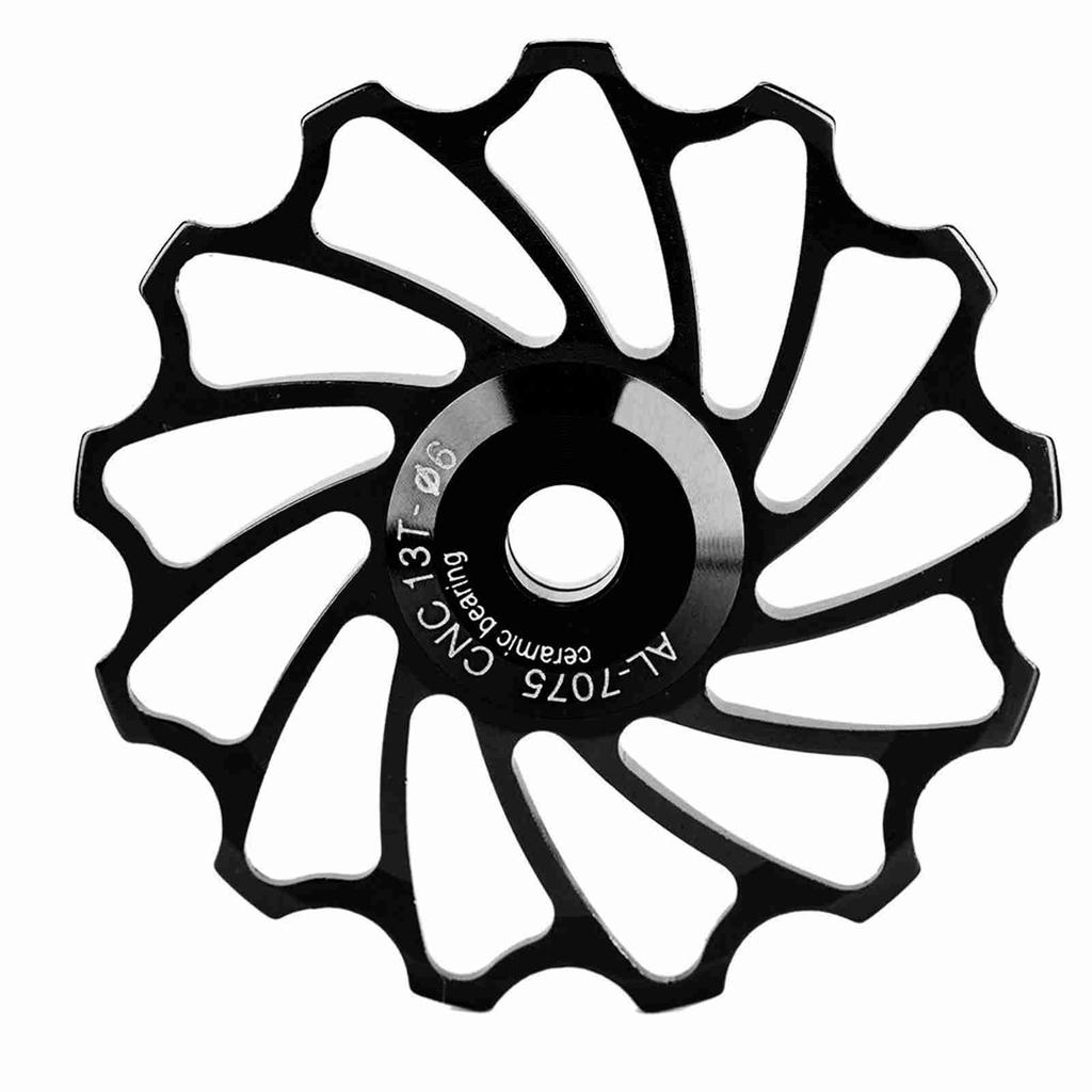 1 Pair Ceramic Bearing Rear Pulley Wheel Bike Roller (11T, Black)