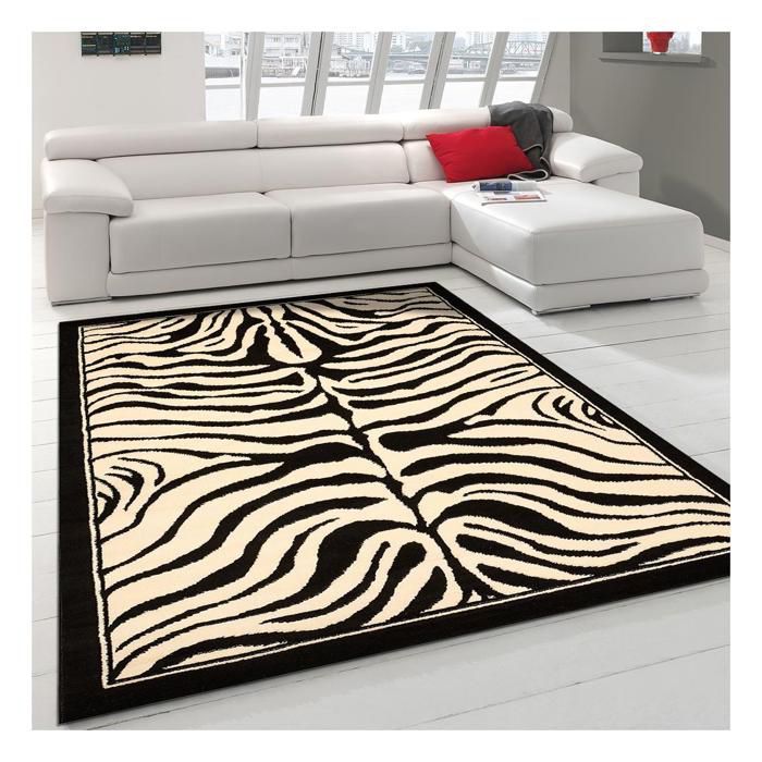 Tapis moderne - 190x280 cm - ZEBRE Noir - Polypropylène - UN AMOUR DE TAPIS