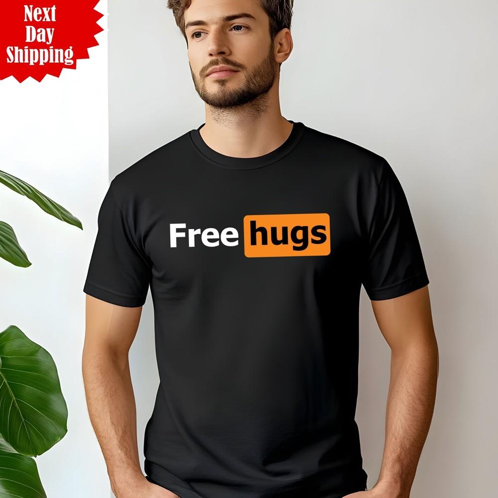

Free Hugs T-Shirt Printed Funny Joke 100% Cotton Novelty Gift Men Humour Tee Top S