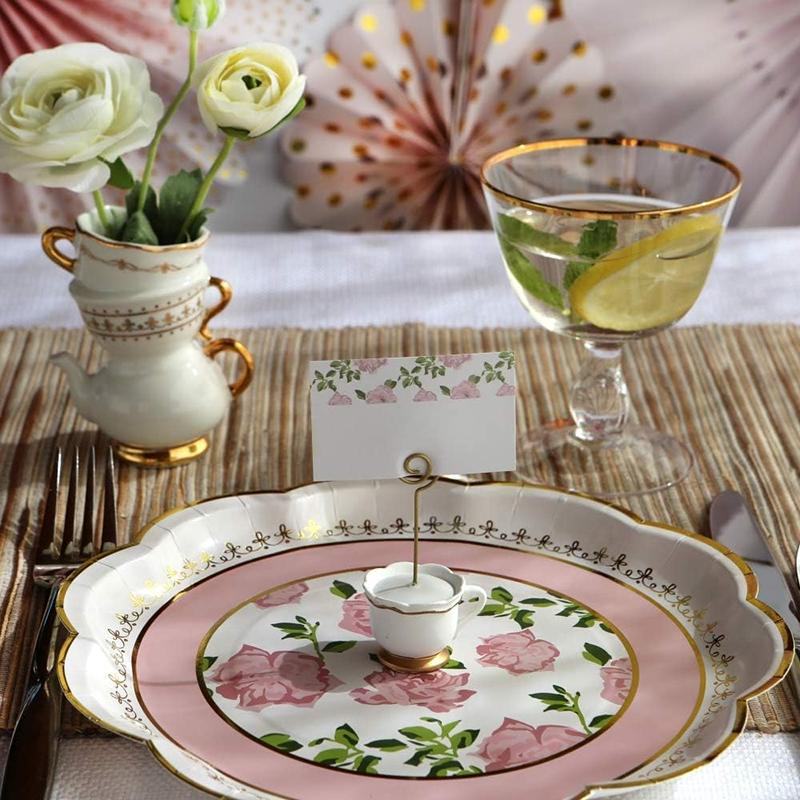 WTEMPO Creative Teapot/Teacup Shaped Design Card Holders Office Business Note Holders Home Message Holders DIY Photo Holders Seat Number Holders