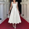 ZANZEA Women Elegant Casual Square Collar Summer Sleeveless Satin Dress