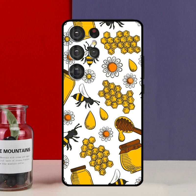 Golden Honeycomb Honey Bee Funda Case For Samsung Galaxy S25 Ultra S9 S10 S20 FE S21 S22 S23 Plus S24 Ultra Phone Cover