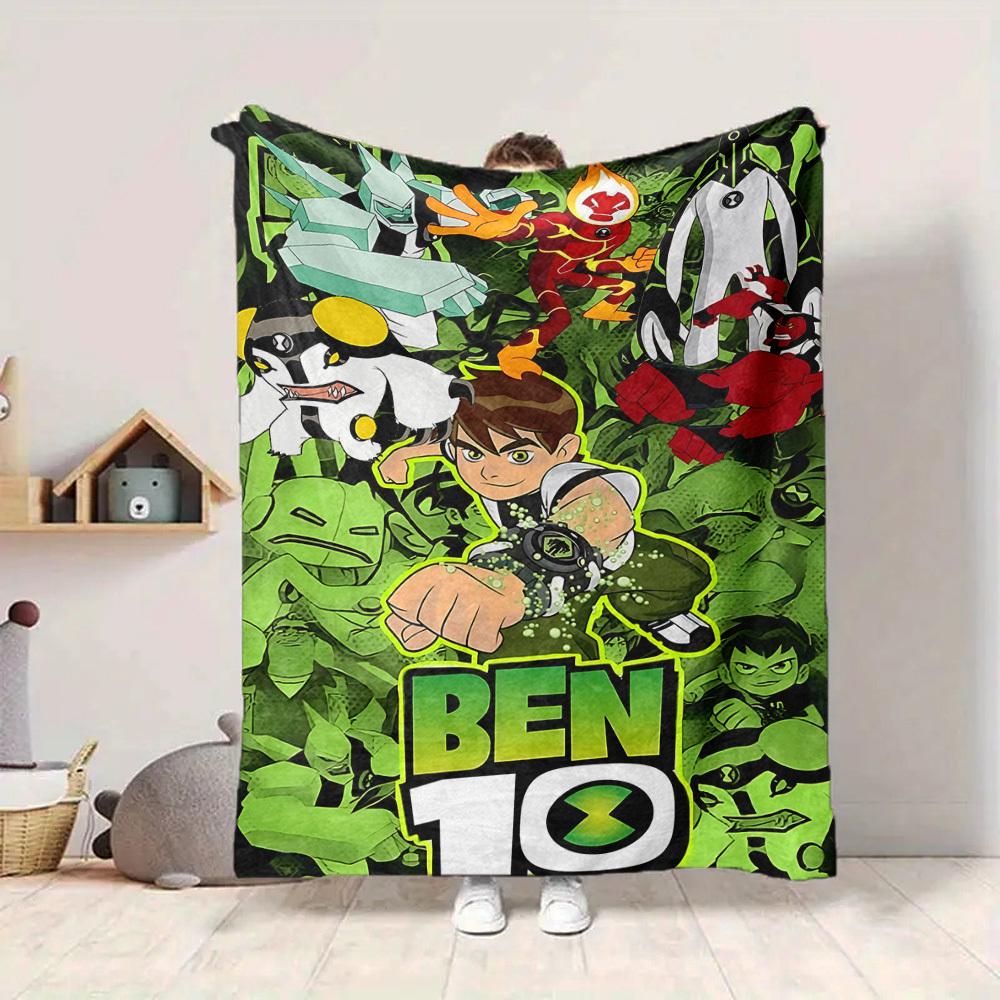 1 pezzo Coperta in Flanella Morbida e Delicata sulla Pelle Ben 10 Alieni con Stampa Digitale, Varie Misure Disponibili per Famiglia, Amici, Compleanno