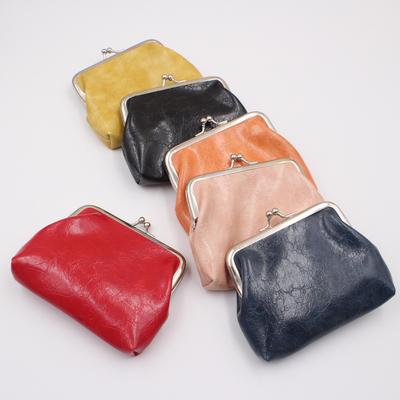Portafoglio da donna piccolo compatto in pelle PU vintage con cerniera e chiusura a bacio