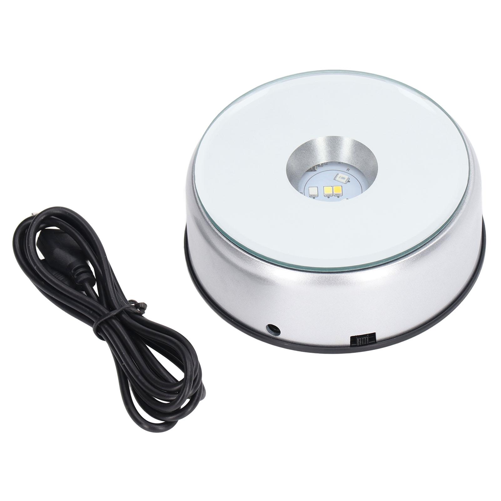 

Rotating Display Stand 360 degrees Rotating LED Lights 80 Seconds Per Lap LED Display Base for Cups Crystals