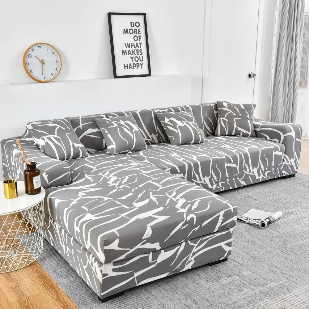 Universeller bedruckter Sofabezug mit geometrischem Muster, dehnbar, für Wohnzimmer, Couchschutz, waschbar, Dekor, Chaiselongue, Sofabezug