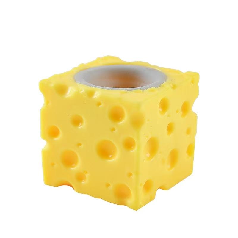 

Cheese Mouse Stress Relieving Toy Cheese Pinch Fun Stress Ball Vent Squirrel Cup Prank Toy
