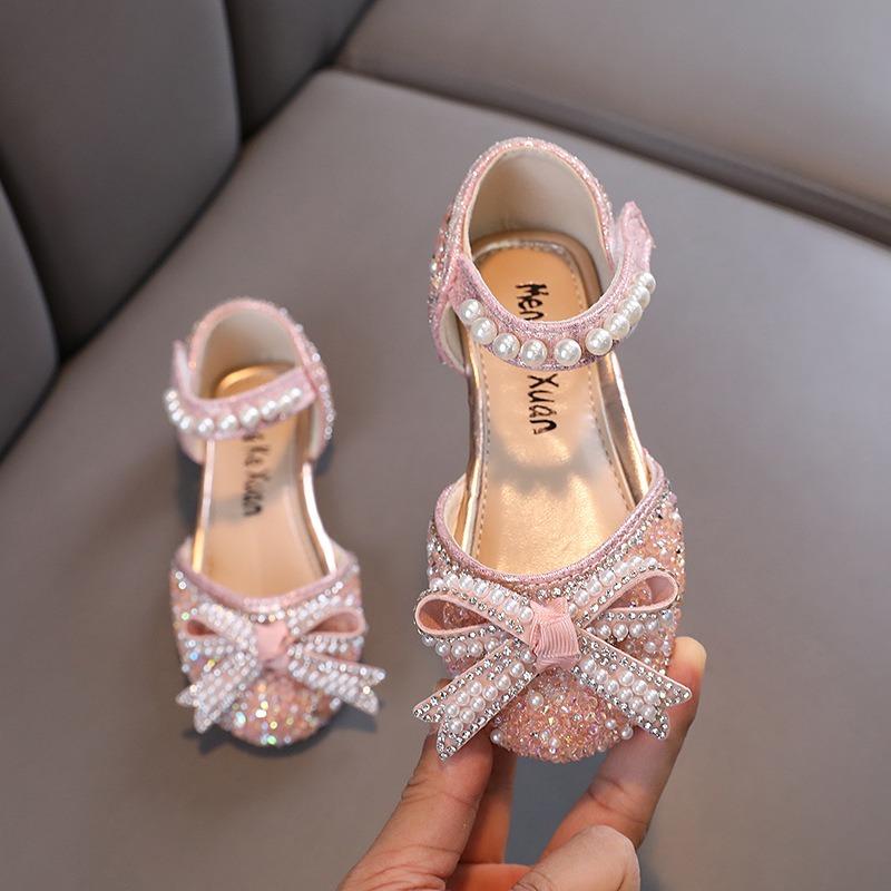 Summer Ladylike New Style Girls' Princess Baby Student Bowknot Small/medium/large Children's Performance Dance Flat Shoes
