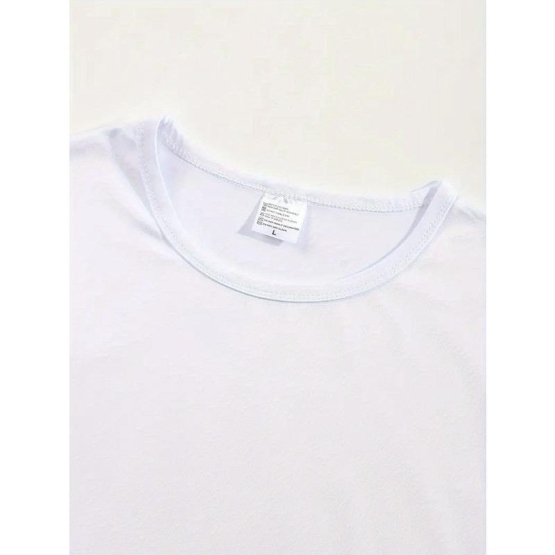 Romanian Maria Quote Letter Print T-shirt, Short Sleeve Crew Neck Casual Top for Summer & Spring, Women's Clothing