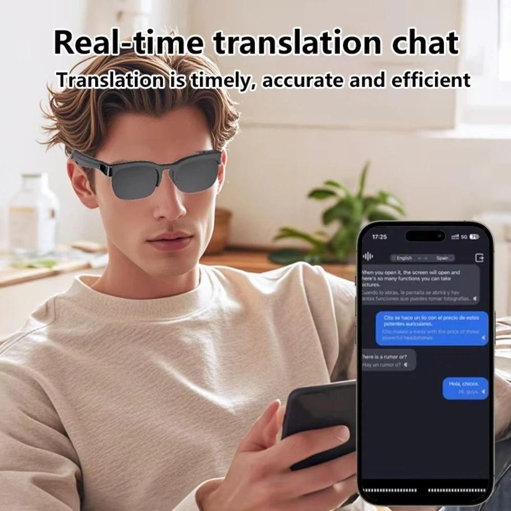 Bluetooth 6.0 AI Translation Glasses 144 Languages Bluetooth Smart Sunglasses For Men