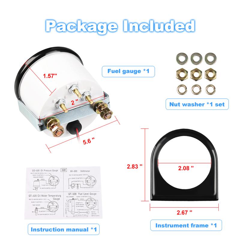 Fuel Level Gauge 52mm 12V Digital For Car Marine Boat Fuel Tank Gauge For 240-33Ohm Fuel Level Sensor Car Motorcycle Accessories