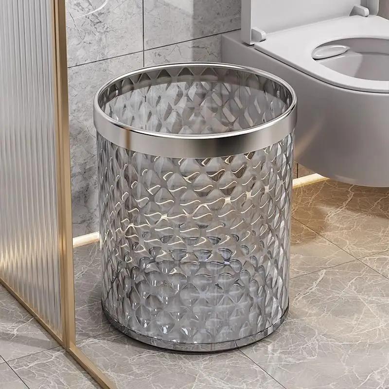

Champagne Gold Trash Can Household New Style Good-looking Living Room Bedroom Bathroom Office Large Capacity Paper Basket Bins