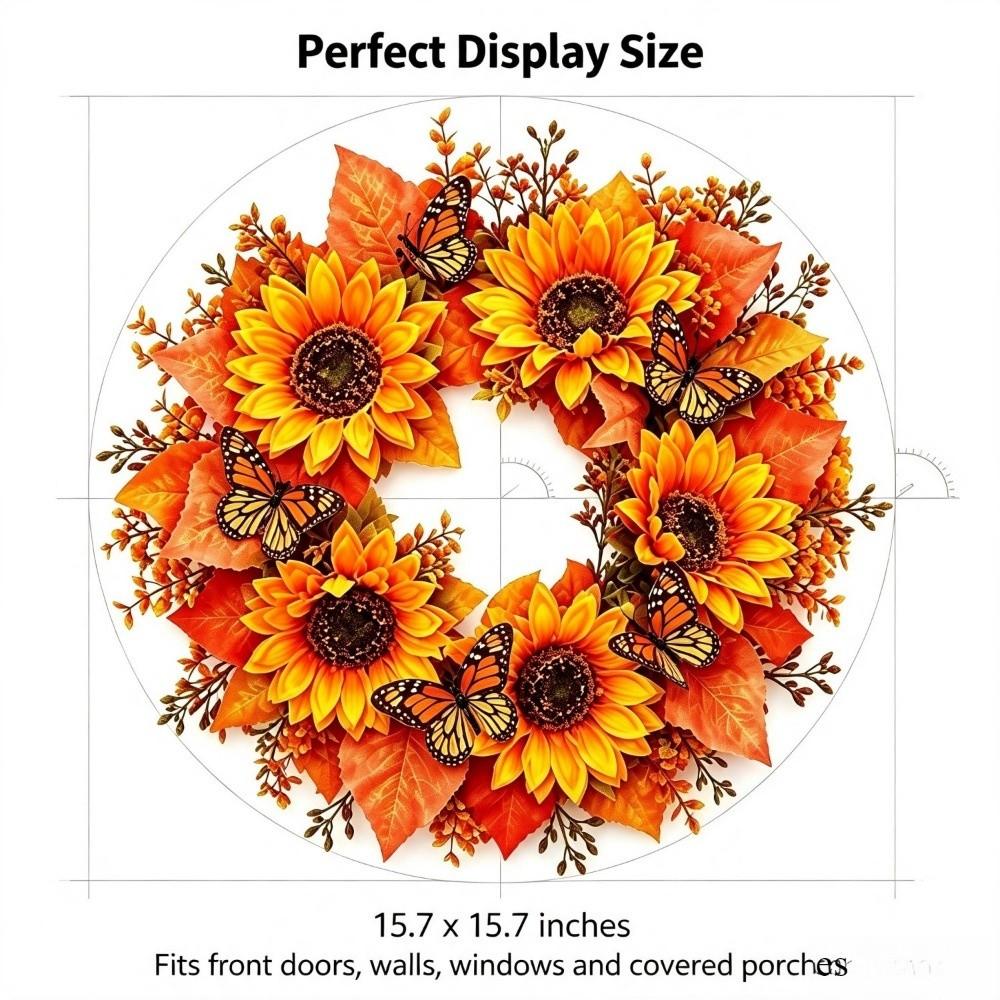 Rustic Style Pumpkin Maple Leaf Wreath Thanksgiving Artificial Sunflower Wreath Thanksgiving Party