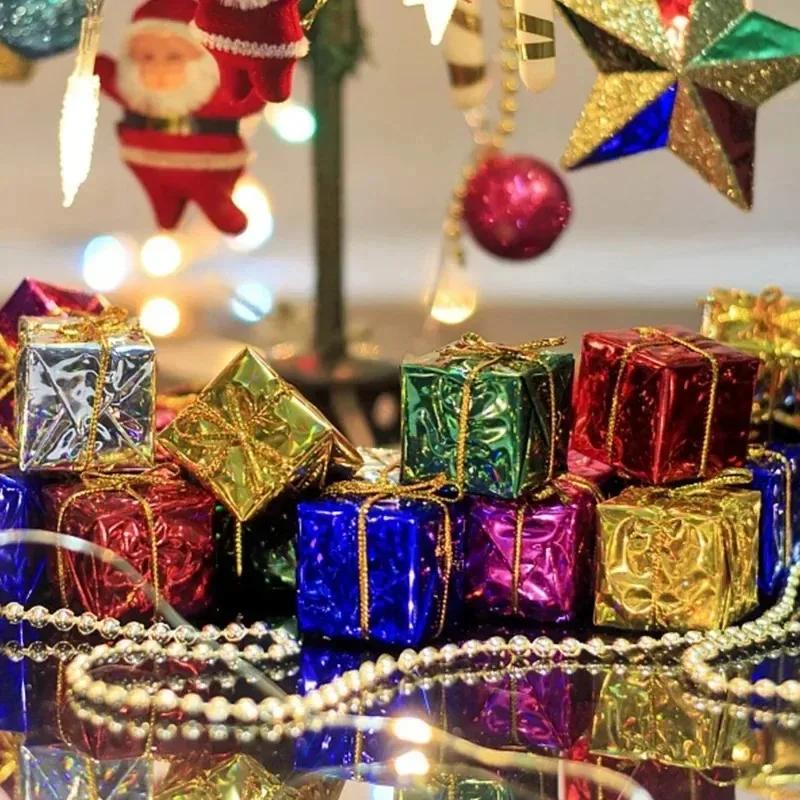 Wholesale Colorful Mini Gift Box Xmas Tree Hanging Pendants Square Foam Boxes Christmas New Year Party Ornaments Home Decoration