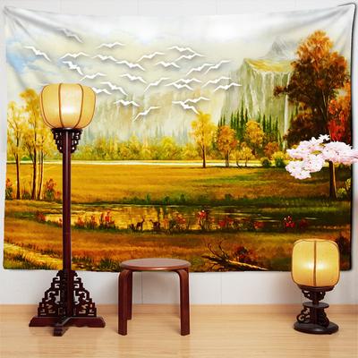 Magnifique tapisserie murale moderne à l'huile, paysage psychédélique, style bohème, esthétique, décoration d'intérieur pour la télévision