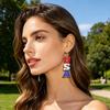 American Flag Earrings USA for Women, Patriotic Red White Blue Earrings, Independence Day Dangle Drop 4th of July Gift Statement