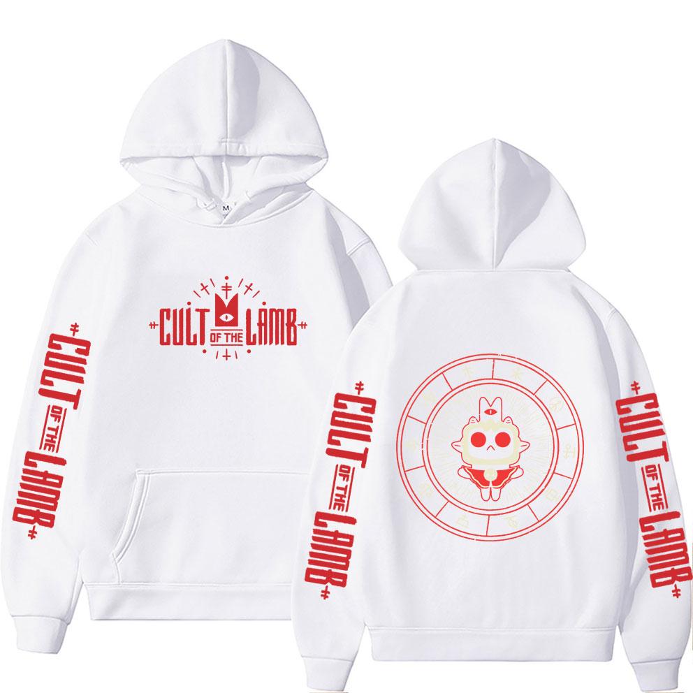 Game Cult of The Lamb Print Hoodie Men Women Vintage Fleece Cotton Pullover Hoodies Unisex Fashion Casual Oversized Streetwear
