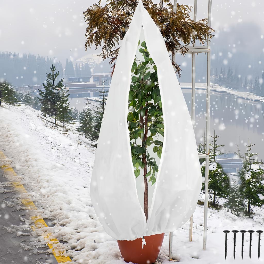 Copertura per Piante Invernale Resistente con Cerniera e Coulisse, Copertura Calda in Pile, Protezione Esterna per Alberi e Arbusti contro il Gelo