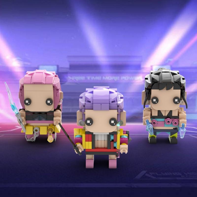 MOC K-Pop Dämonenjäger Bausteine ​​Musik Anime Koreanische K-Pop Girlgroup Dreiäugiger Vogel Tiger Modell Sammelspielzeug für Kinder Geschenk