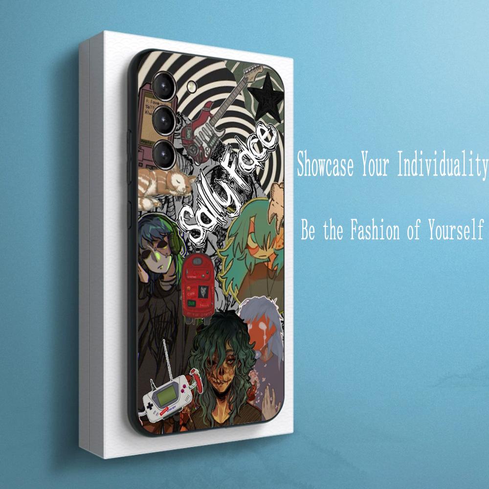 American Sally Face Retro Fashion Phone Case For Samsung Galaxy S26 S25 S24 S23 S22 S21 Plus Ultra Note20 Soft Black