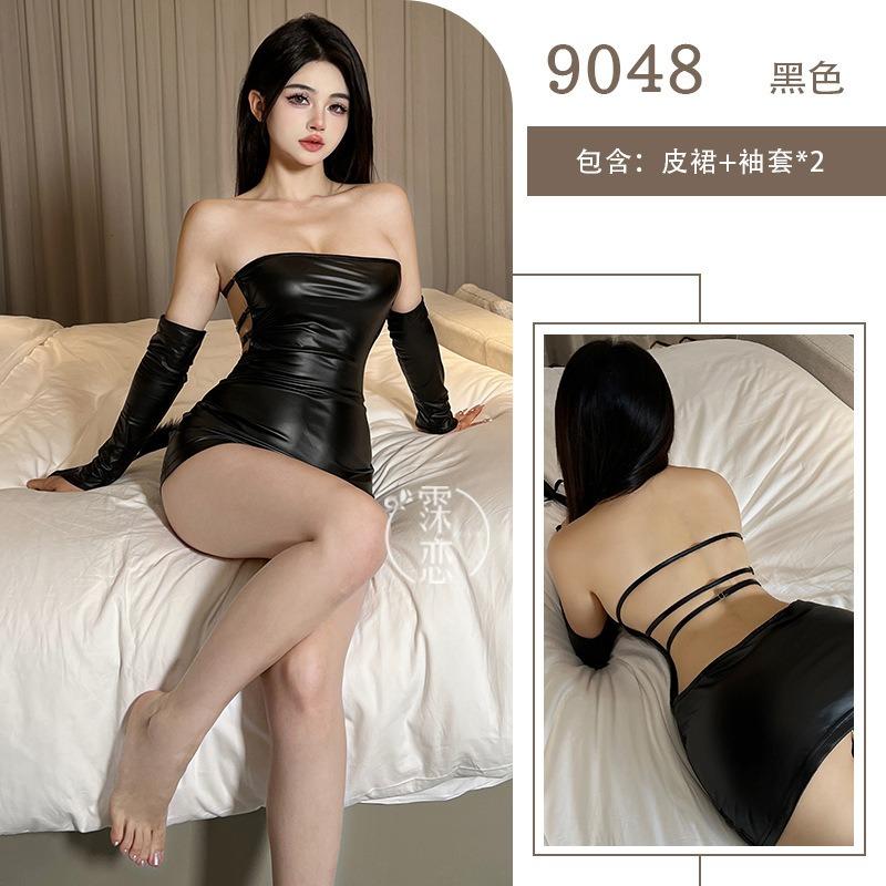 Sex Uniform Temptation Patent Leather Suspender Leather Skirt Nightclub Training Sex Clothes Buttocks Passion Clothes