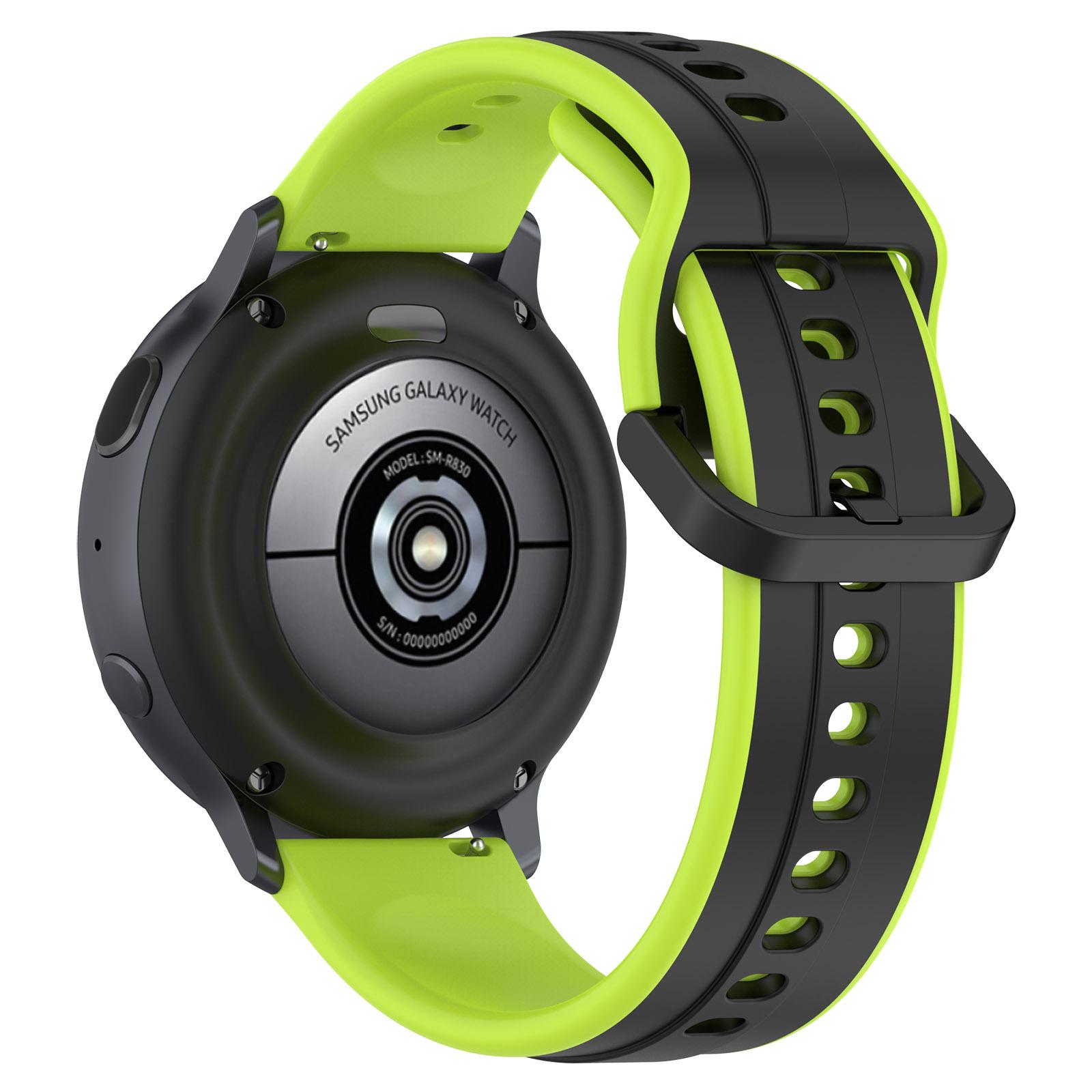 

For Samsung Galaxy Watch Active2 44mm 40mm Sport Bands Dual Color 20mm Silicone Replacement Strap Black/Lime