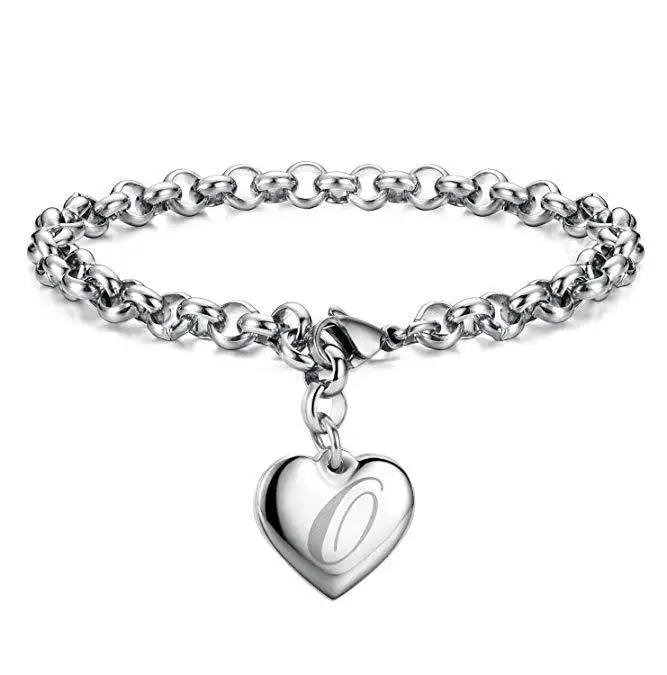 New Copper noble Heart 26 Letteres chain Bracelets for women Fashion Designer party wedding Jewelry gifts