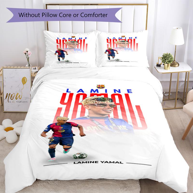 Lamine Yamal Fcb World Cup Champion Bedding Set,Premium Bed Linen for Bedroom Home Decoration,Perfect Collectible Gift for Messi Fans,Easy Care Duvet 