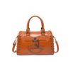 Vintage Boston Handbag For Women With Metal Studs And Zipper Closure