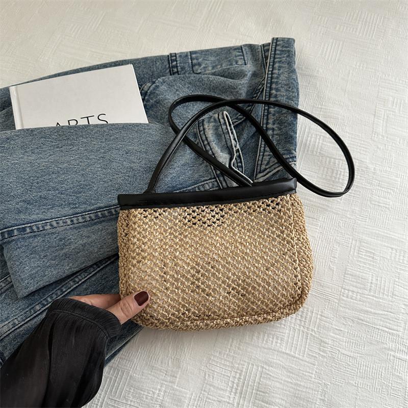 Stylish Woven Crossbody Bag For Women In Black Coffee White And Khaki Colors For Trendy Casual Looks