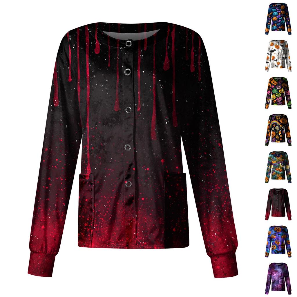 Women's Casual Long Sleeve Single Breasted  Printed Dry-nurse Top