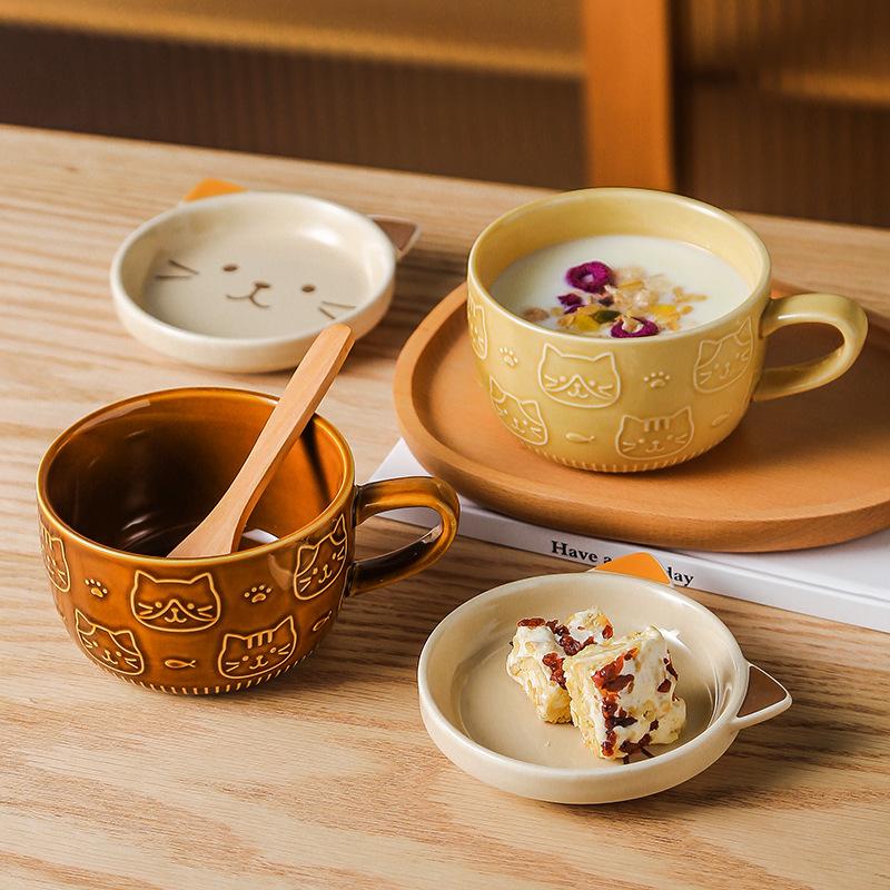 YWDL Cartoon Animal Ceramic Coffee Cup Kids Gift with Lid Mug Couple Coffee Cup Breakfast Milk Mug Porcelain Home Kitchenware