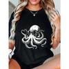Octopus T Shirt Black Octopus With Sunglasses Print Casual Summer Wear